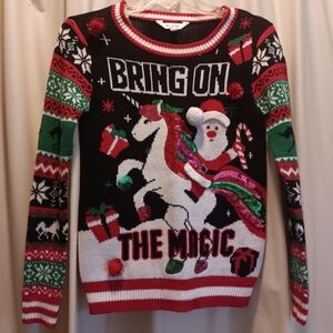 NOBO Festive Christmas Sweater - Black, Red, Green-- Size XS